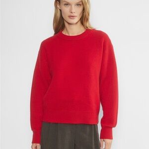 Aritzia Essential Cashmere Relaxed Crew Sweater. Flashing Red